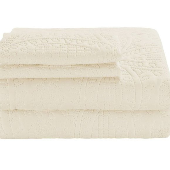 🌟New🌟Millano Chambrey  3 Piece Quilt Set Ivory - Picture 3 of 7